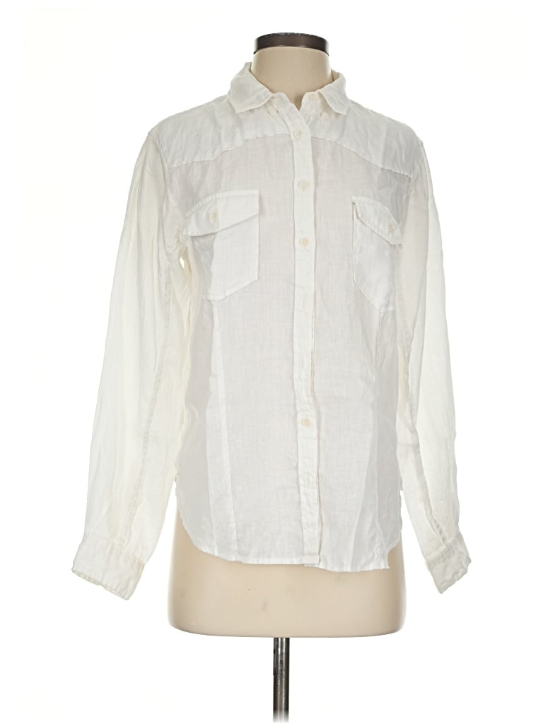 Pre-owned Splendid Long Sleeve Button Down Shirt In Ivory