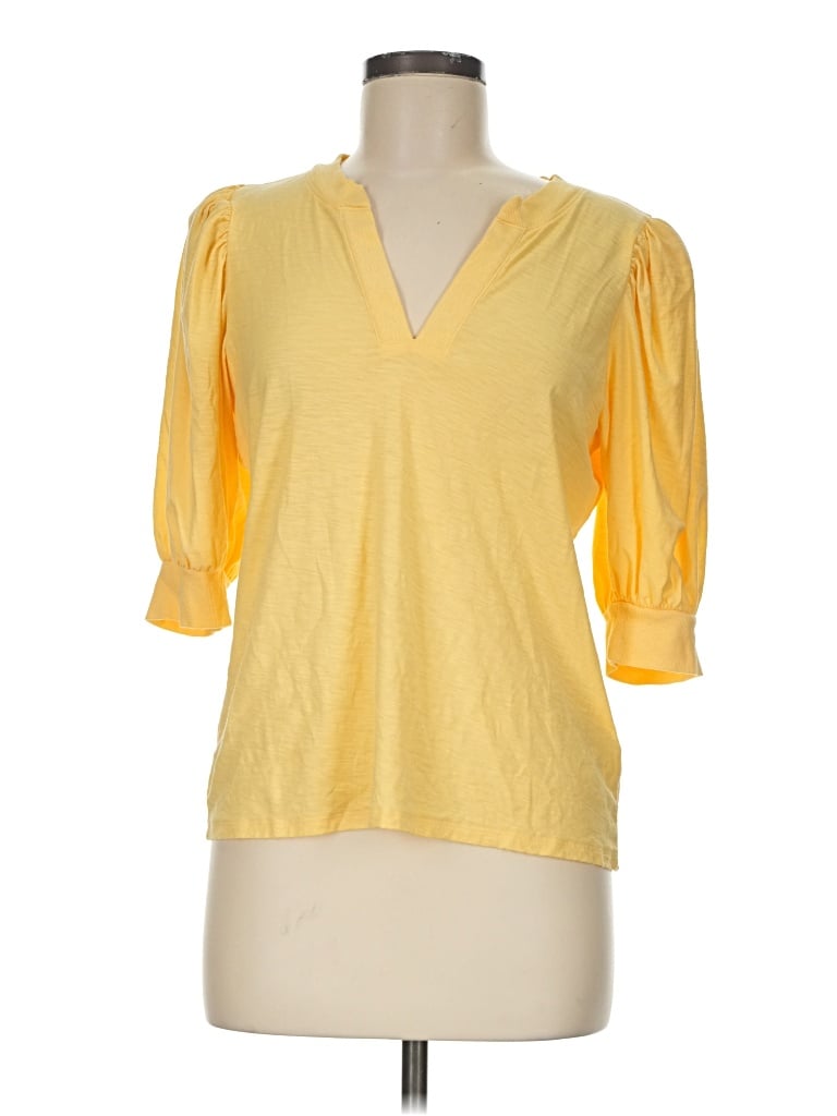 Pre-owned Nation Ltd 3/4 Sleeve Top Yellow V-neck Tops