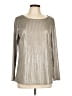 Kim & Cami Metallic Silver Long Sleeve Top Size L - photo 1