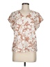 Unbranded Floral Tan Ivory Short Sleeve Blouse Size M - photo 1