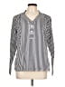 Talbots Outlet 100% Cotton Stripes Black Ivory Long Sleeve Blouse Size L - photo 1