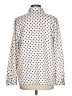 Ann Taylor LOFT 100% Polyester Polka Dots Ivory Long Sleeve Blouse Size L - photo 2