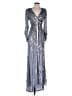 Mac Duggal 100% Polyester Metallic Silver Cocktail Dress Size 2 - photo 1