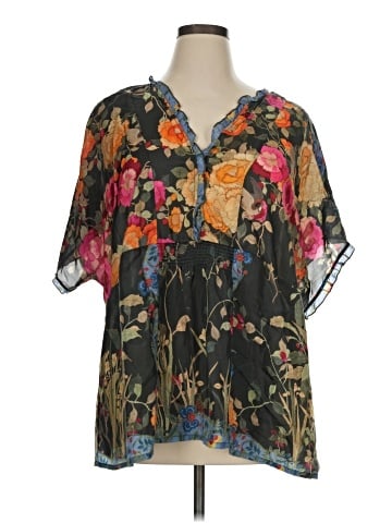 Johnny Was Short Sleeve Silk Top (view 1)