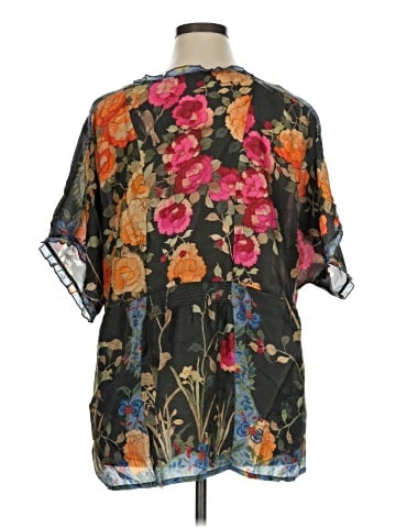 Johnny Was Short Sleeve Silk Top (view 2)