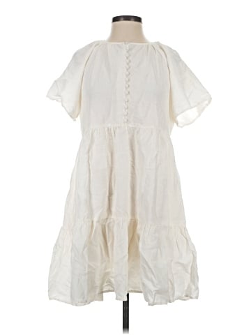 Madewell Linen-Blend Flutter-Sleeve Tiered Mini Dress (view 1)