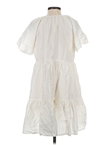 Madewell Linen-Blend Flutter-Sleeve Tiered Mini Dress (view 2)