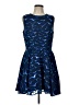 Maison Jules 100% Polyester Graphic Tropical Tie-dye Stripes Stars Polka Dots Paisley Jacquard Hearts Damask Animal Print Blue Cocktail Dress Size L - photo 1