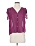 Buttons Purple Short Sleeve Blouse Size S - photo 1