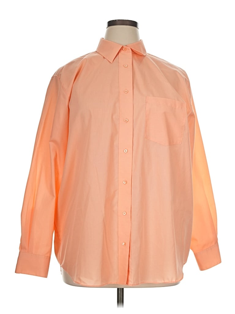 Pre-owned Foxcroft Long Sleeve Button Down Shirt In Orange