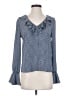 CeCe Blue Long Sleeve Blouse Size XS - photo 1