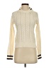 Central Park West Chevron-herringbone Ivory Turtleneck Sweater Size XS - photo 1