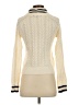 Central Park West Chevron-herringbone Ivory Turtleneck Sweater Size XS - photo 2