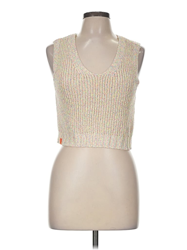 Pre-owned Bdg Tank Top Ivory Plunge Neckline Tops