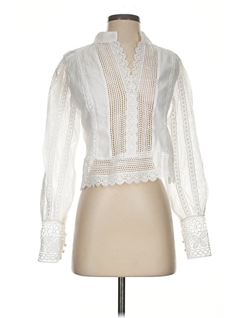 Pre-owned Commense Long Sleeve Blouse In White