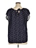 LC Lauren Conrad 100% Polyester Stars Blue Short Sleeve Blouse Size XL - photo 2