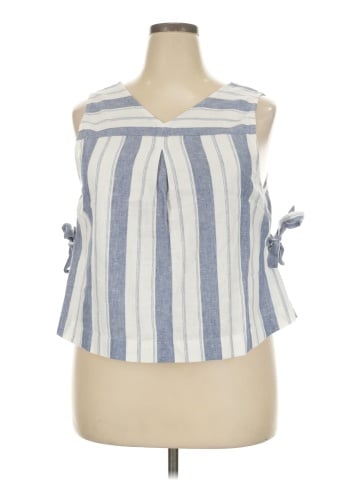 Madewell Linen-Blend Side-Tie Tank Top in Stripe (view 1)