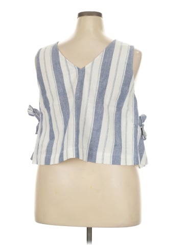 Madewell Linen-Blend Side-Tie Tank Top in Stripe (view 2)