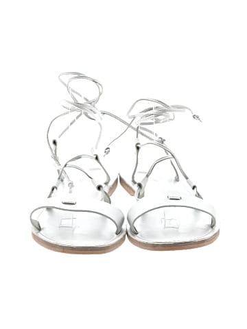 Madewell The Boardwalk Lace-Up Sandal in Metallic Leather (view 2)