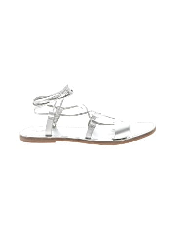 Madewell The Boardwalk Lace-Up Sandal in Metallic Leather (view 1)