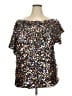 Anna-kaci 100% Polyester Silver Short Sleeve Blouse Size 2X - photo 1
