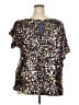 Anna-kaci 100% Polyester Silver Short Sleeve Blouse Size 2X - photo 2