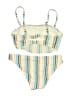 Xhilaration Stripes Yellow Two Piece Swimsuit Size S - photo 2