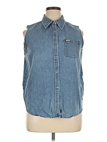 Marsh Landing Blues Sleeveless Button-Down Shirt (view 1)