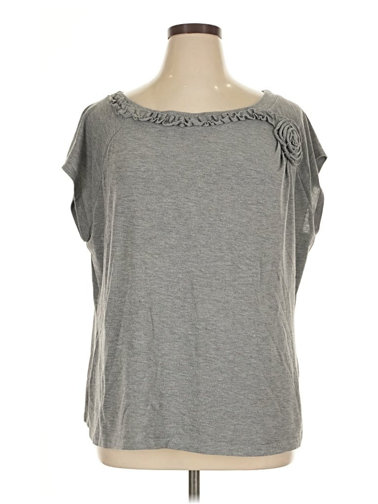 Pre-owned Cable & Gauge Pullover Sweater In Gray
