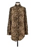 Express 100% Polyester Animal Print Brown Long Sleeve Blouse Size S - photo 1