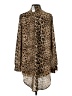 Express 100% Polyester Animal Print Brown Long Sleeve Blouse Size S - photo 2