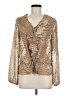 Evan Picone 100% Cotton Animal Print Brown Long Sleeve Blouse Size 6 - photo 1