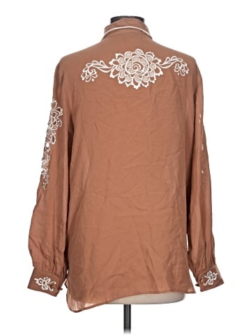 Bob Mackie Long Sleeve Silk Top (view 2)
