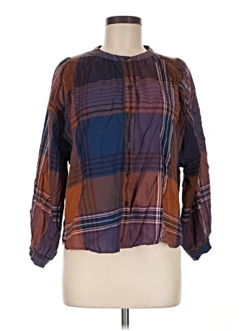 Madewell Plaid Peasant Top (view 1)