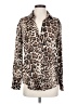 Zara 100% Polyester Animal Print Brown Long Sleeve Blouse Size XS - photo 1