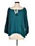 Three Dots 100% Cotton Teal 3/4 Sleeve Blouse Size L - photo 1