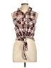 Passport 100% Polyester Plaid Brown Sleeveless Blouse Size L - photo 1