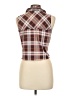 Passport 100% Polyester Plaid Brown Sleeveless Blouse Size L - photo 2