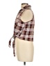 Passport 100% Polyester Plaid Brown Sleeveless Blouse Size L - photo 5