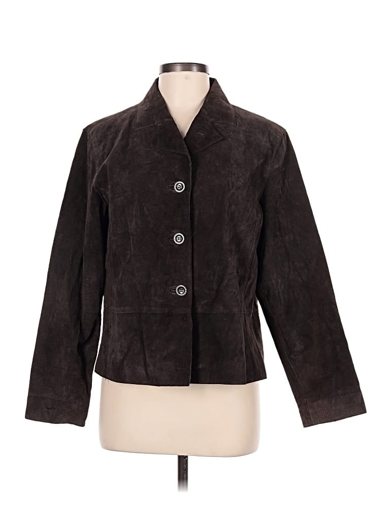 Pre-owned Chico's Leather Jacket In Brown