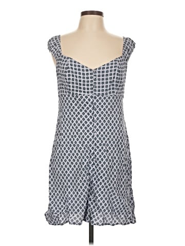 Madewell Cap-Sleeve Button-Front Mini Dress in Geometric Print (view 1)