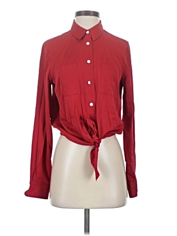Theory Long Sleeve Silk Top (view 1)