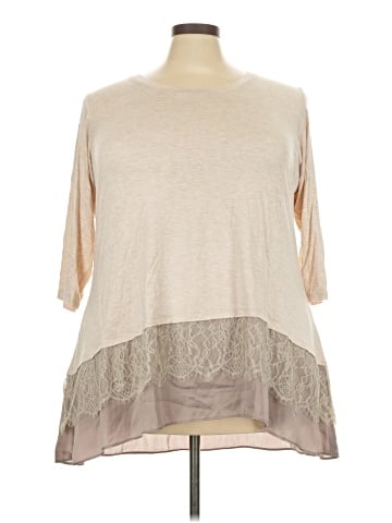 LOGO by Lori Goldstein 3/4 Sleeve Top (view 1)