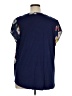 Papermoon 100% Polyester Floral Blue Short Sleeve Blouse Size 1X - photo 2