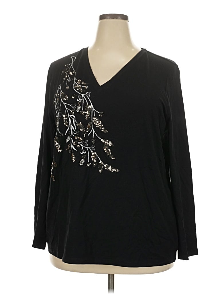 Chico's Long Sleeve Blouse In Black