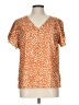 Unbranded 100% Polyester Orange Short Sleeve Blouse Size L - photo 1