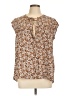 DR2 100% Rayon Brown Short Sleeve Blouse Size L - photo 1