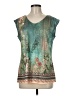 Unbranded 100% Polyester Floral Teal Sleeveless T-Shirt Size M - photo 1