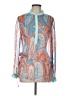 J. McLaughlin 100% Silk Paisley Blue Long Sleeve Silk Top Size 10 - photo 1