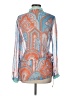 J. McLaughlin 100% Silk Paisley Blue Long Sleeve Silk Top Size 10 - photo 2